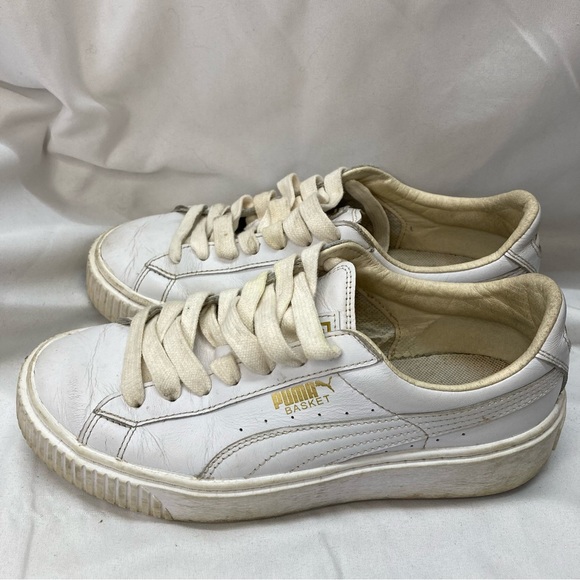Puma Leather Basketball Court Shoes Size 7 (37.5) White - Picture 5 of 7